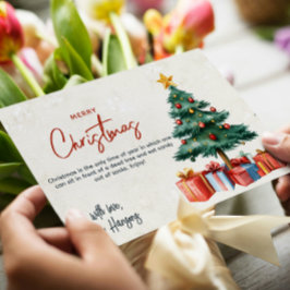 クリスマスツリーとプレゼントメリークリスマスカスタム シーズンカード