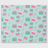 クリスマスツリーとプレゼントモダンクリスマス ラッピングペーパー (フラット)