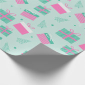 クリスマスツリーとプレゼントモダンクリスマス ラッピングペーパー (角)