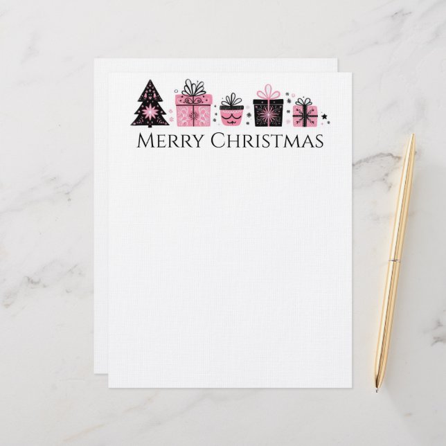 クリスマスツリーとプレゼントレターヘッド レターヘッド (正面/裏面インサイチュ)