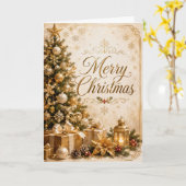 クリスマスツリーとプレゼント カード (黄色い花)