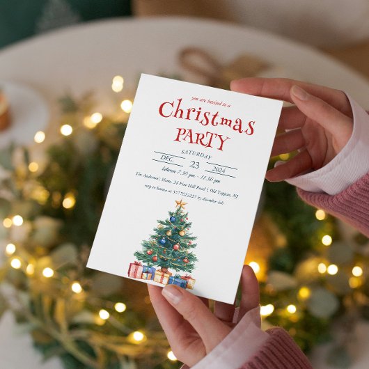 クリスマスツリーとプレゼント クリスマスパーティ 招待状
