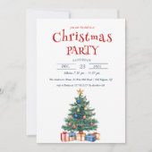 クリスマスツリーとプレゼント クリスマスパーティ 招待状 (正面)