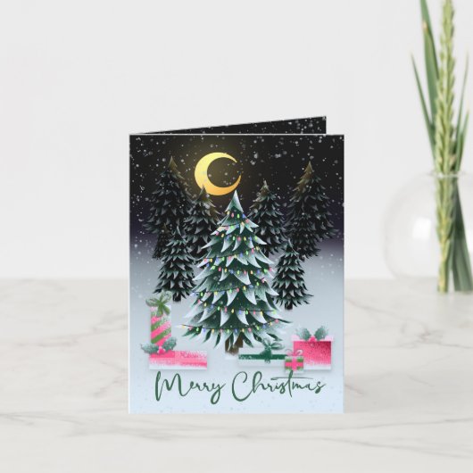 クリスマスツリーとプレゼント シーズンカード (正面)