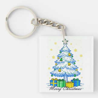 クリスマスツリーとプレゼント メリークリスマス アクリルキーホルダー キーホルダー