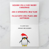 クリスマスツリーとペンギンの家族おもしろい カード (内部)