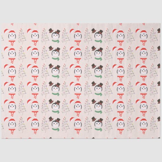 クリスマスツリーとペンギンベージクリスマス 薄葉紙 (正面)