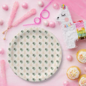 クリスマスツリーとホリーインクリーム紙プレート ペーパープレート (パーティー)