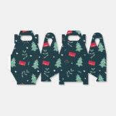 クリスマスツリーとホリーパターモダンンのダークブルー フェイバーボックス (折り畳みなし)