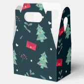 クリスマスツリーとホリーパターモダンンのダークブルー フェイバーボックス (オープン)