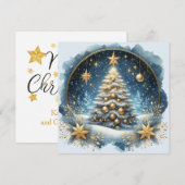 クリスマスツリーとメリークリスマスのカスタマイズ可能 シーズンカード (正面/裏面)