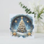 クリスマスツリーとメリークリスマスのカスタマイズ可能 シーズンカード (スタンド正面)