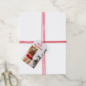 クリスマスツリーとメリークリスマスサンタヨークシャーテリア ギフトタグ (より糸付き)