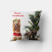 クリスマスツリーとメリークリスマスサンタヨークシャーテリア クッション (裏面)