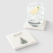 クリスマスツリーとメリークリスマスストーンのコースター ストーンコースター (横)