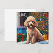 クリスマスツリーとメリークリスマスプードル、ギフト シーズンカード (正面/裏面)
