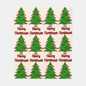 クリスマスツリーとメリークリスマスメッセージ フリースブランケット (正面)