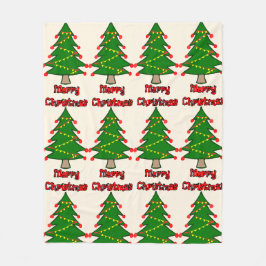 クリスマスツリーとメリークリスマスメッセージ フリースブランケット