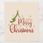 クリスマスツリーとメリークリスマス ワインラベル (シングルラベル)