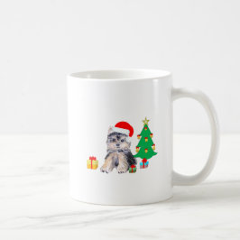 クリスマスツリーとヨークシャテリアの子犬とプレゼント コーヒーマグカップ