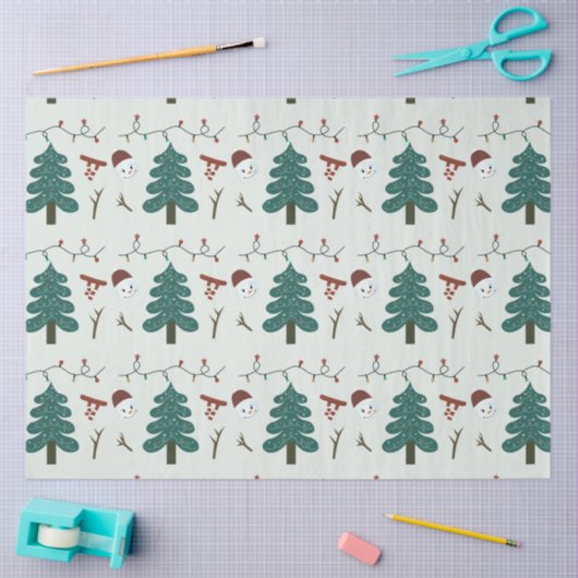 クリスマスツリーとライトグリーンクリスマス 薄葉紙 (クラフト)