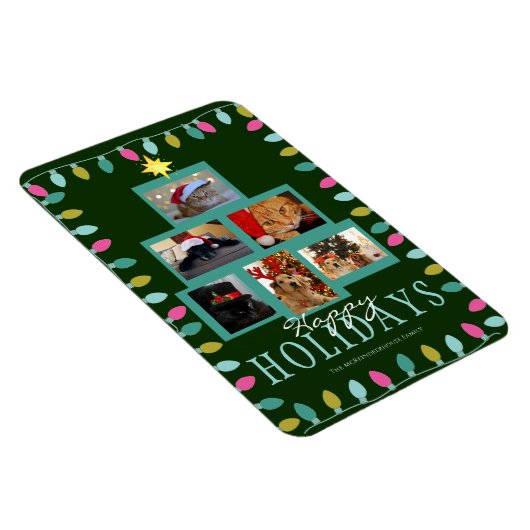 クリスマスツリーとライトフォトホリデーカード マグネット (右側)