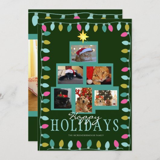 クリスマスツリーとライトフォト シーズンカード (正面/裏面)