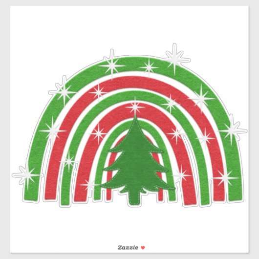 クリスマスツリーとレインボー フェイク| 感じ シール (シート)