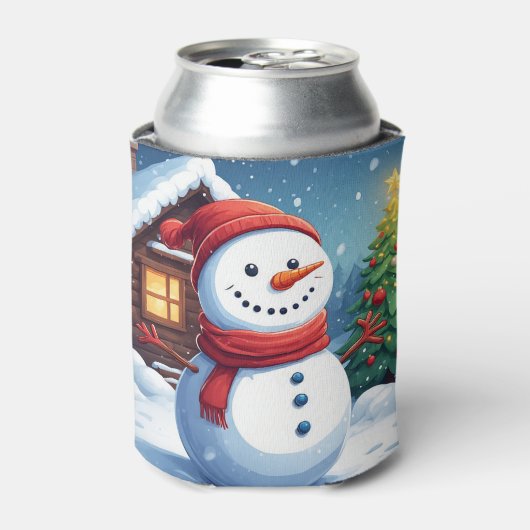 クリスマスツリーと仲良し雪だるま 缶クーラー (缶正面)