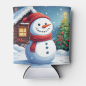 クリスマスツリーと仲良し雪だるま 缶クーラー (正面)