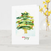 クリスマスツリーと休日のグリーティングカード カード (黄色い花)