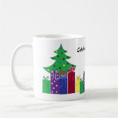 クリスマスツリーと包まれたプレゼント コーヒーマグカップ (左)