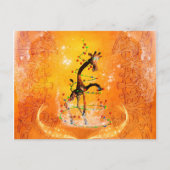 クリスマスツリーと可愛いキリン シーズンポストカード (正面)