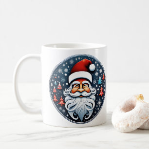 クリスマスツリーと可愛いサンタの festive デザイン コーヒーマグカップ