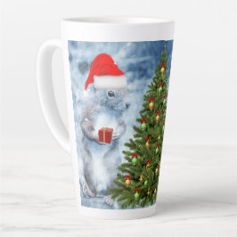 クリスマスツリーと可愛いサンタモモンガ ホリデー  カフェラテマグ