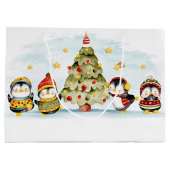 クリスマスツリーと可愛いペンギン ラージペーパーバッグ (裏面)