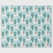 クリスマスツリーと可愛いラマ ラッピングペーパー (フラット)