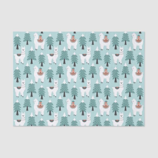 クリスマスツリーと可愛いラマ 薄葉紙 (正面)