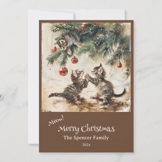 クリスマスツリーと可愛い子猫たち シーズンカード (正面)
