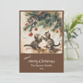 クリスマスツリーと可愛い子猫たち シーズンカード (スタンド正面)