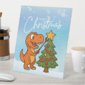 クリスマスツリーと可愛い恐竜 台座サイン (インサイチュ)