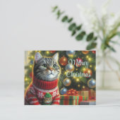 クリスマスツリーと可愛い猫好きさん ポストカード (スタンド正面)