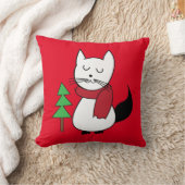 クリスマスツリーと可愛い猫 クッション (ブランケット)