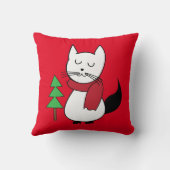 クリスマスツリーと可愛い猫 クッション (裏面)