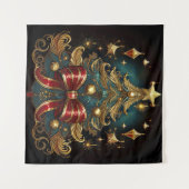 クリスマスツリーと大きな赤い弓のポスター タペストリー (正面(横))