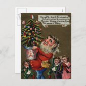 クリスマスツリーと奇妙なヴィンテージサンタクロース シーズンポストカード (正面/裏面)