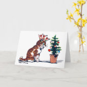 クリスマスツリーと子猫, ルイス・ウェイン カード (黄色い花)