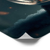 クリスマスツリーと家が入った雪の球体。 ポスター (角)