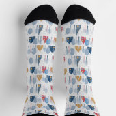 クリスマスツリーと家のパターン ソックス (上部)