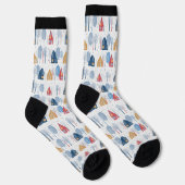 クリスマスツリーと家のパターン ソックス (右)